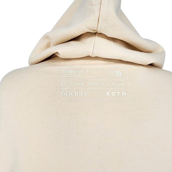 GOODEE x Kotn Women Ivory Colorblock Cotton Oversized Kangaroo Hoodie Size L - Picture 4 of 8
